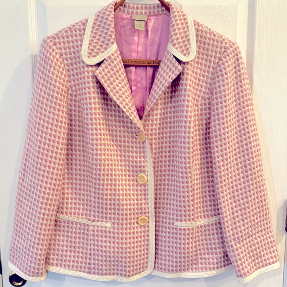 Sigrid Olsen Jackets & Blazers - Sigrid Olsen Textured Pink and Cream Blazer
